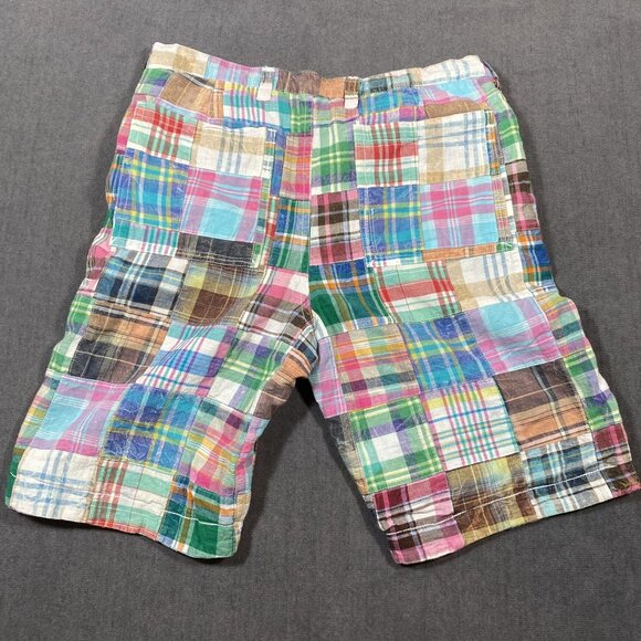 Mens Patchwork Plaid Reversible Shorts Size 32 Multicolor Casual Summer Wear - Picture 8 of 9
